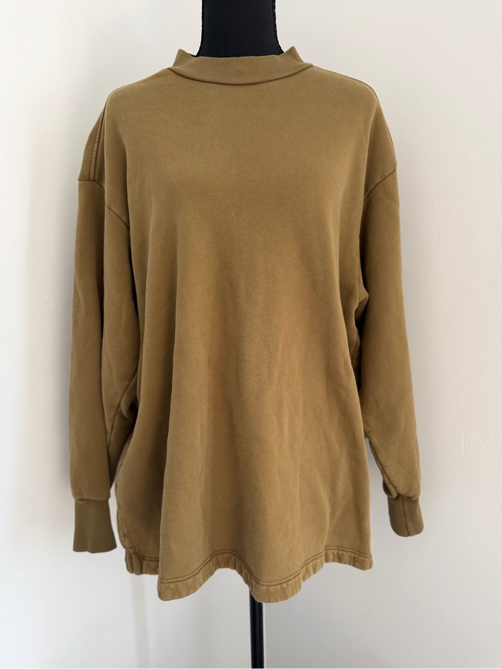 ARQ XS/S Organic Cotton Oversized Mock Neck Sweatshirt Olive Made in USA